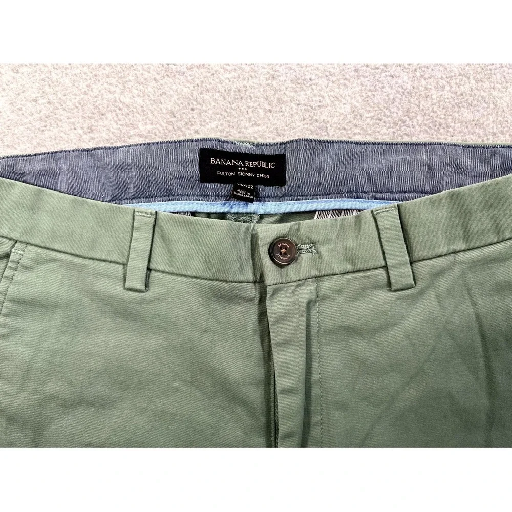 Banana Republic Chino Pants Mens 32x32 Mint‎ Green Fultone Skinny Leg Flat Front